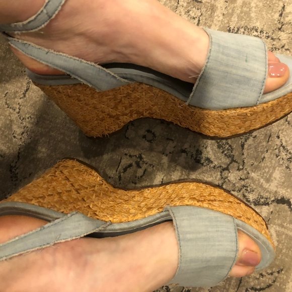 Authentic CHANEL Vintage Denim Sandals - Picture 2 of 3